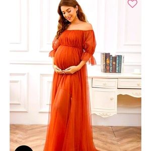 Beautiful burnt orange maturnity dress